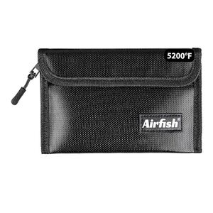 Airfish Black Fireproof Money Bag / Zippered Pouch - New!